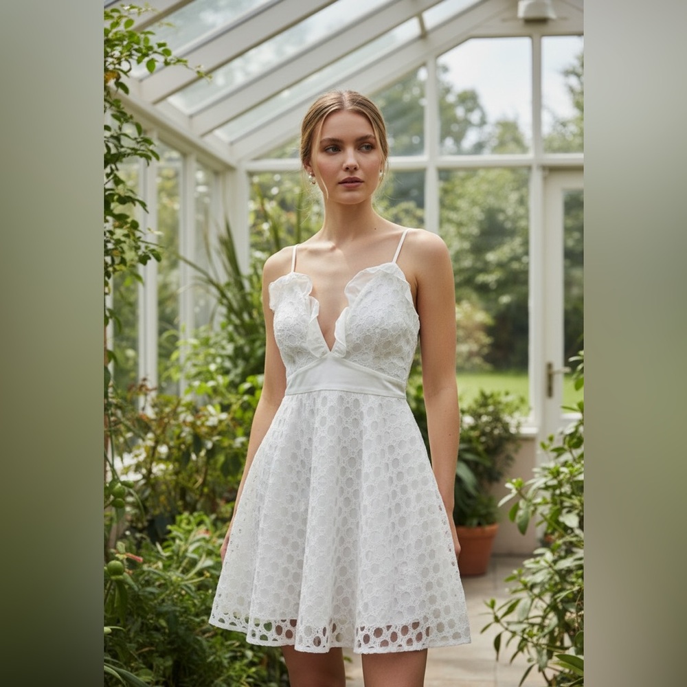 PrettyLittleThing White Lace Mini Dress